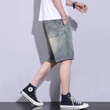 Riolio  American Summer Lightweight Casual Loose Washed Denim Short Pants Men Trend Vintage Straight Leg Jeans Male Daily Commute Shorts