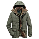 Riolio Thick Warm Trench Winter Parka Men Fleece Hooded Men Winter Jacket Coat Military Cargo Jackets Mens Plus Size Velvet Warm Coat