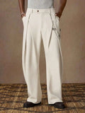 Riolio  Mens Casual Loose Pleated Wide Leg Chino Pants For Summer Autumn Daily Wear