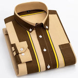 Riolio  New Printed Wide Stripes Fashion Versatile No-iron Anti-wrinkle Casual Comfortable Business Shirt for Men