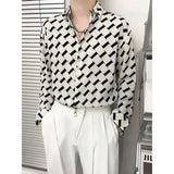 Riolio  Spring Autumn New Turn-down Collar Fashion Long Sleeve Shirt men High Street Casual Loose Button Cardigan Plaid Printing Tops