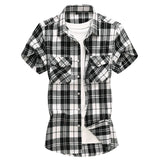 Riolio  Summer Hot Sale Of The Season Men's Checkered Shirt Short Sleeve Large Size Trendy Youth Casual Korean Style Fashionable Double