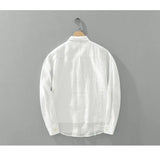 Riolio Japanese Retro Long-sleeved Linen Shirt Men's Summer New Loose Pullover Square Collar Shirt Casual Cotton Linen Top Aesthetic