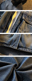 Riolio Spring Autumn Old Blue Loose Large Pocket Stand Collar Denim Jacket Men's Retro American High Street Zipper Jacket Top Urban