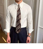 Riolio Spring Leisure British Business Shirt Design British Men Cuba Collar Slim Solid White Shirt Camisa Social Masculina Men Shirt