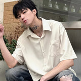 Riolio Summer Man Solid Color Light Thin Short Sleeved Shirt Men's Women's Romantic Casual Loose Versatile Solid Color Shirt Jacket