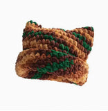 Riolio  Colorful Gradient Personalized Turned-Up Cat Ear Cap Winter Girl Warm Stylish Hat for Parties, Dates, And Outdoor Events