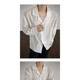 Riolio  Autumn New Design Pleated Men's Texture Casual Fashion High-end Loose Versatile Long-sleeved Shirt