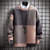 Riolio Half High Collar Color Blocking Warm Sweater/ High Quality Men Spring Autumn Slim Leisure Korean Long Sleeve Loose Knit Pullover