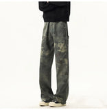 Riolio High quality Jeans Leopard Personality design Pockets Jeans Male American Style High Street Denim Pants Classic Denim Trousers
