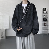 Riolio  Collar Sweatshirt Mens Layered V Neck Pullover Fake Two Piece Streetwear Casual Hoodie Jacket Fall 2025 New Tie Dye Design