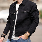 Riolio Men Streetwear Fashion Slim Denim Jacket High quality Male Simple solid Casual Jacket Coat