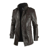 Riolio New High Quality Jacket Men's Street Windbreaker Coat Men Leather Clothing Thick Jacket Fleece Men Casual Jacket PU