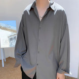 Riolio  Young Style Korean Street Casual Shirts Fashion Office Lady Loose Solid Spring Summer Thin Simplicity Men's Clothing Handsome