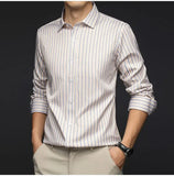 Riolio  Smart Casual Autumn Winter New Shirts Men Lapel Striped Single Breasted Korean Trend Fashion All-match Slim Long Sleeve Tops