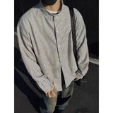 Riolio  American Japanese Retro Black and White Striped Men's Shirt Advanced Autumn Bottoming Loose Long-sleeved Casual Jacket Cardigan