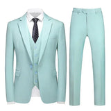 Riolio  M-6XL Double Vent Mens Suit ( Blazer+Vest+Pants) Solid Color Formal Office Business Suit Three-piece Groom's Wedding Dress Party