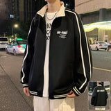 Riolio  Collar jacket for men Spring and Autumn new style handsome cardigan for teenagers and students hoodie American casual jacke