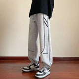 Riolio  Thickened Fleece Design with Gathered Hem Men's Fall/Winter Oversized Youth Casual Sports Leggings Trendy