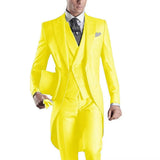 Riolio  Men's Monochromatic Tuxedo Set Business Smoking Wedding Dress Blazer 3-Piece Jacket Vest Pant Suit for Formal Occasions