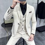 Riolio  S-7XL Jacket Vest Pants Luxury Elasticity Boutique Fashion Men's Solid Color Casual Business Suit 3-piece Sets Groom Wedding