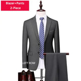 Riolio  M-6XL ( Jacket + Vest + Pants ) Boutique Pure Color Mens Business Formal Suit 3Piece Set and Two-piece Set Groom Wedding Dress