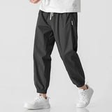 Riolio  High Street Trend Men Spring Fashion Work Pants Loose Bound Feet Thin Style Solid Color Elastic Waist Large Size Casual Trousers