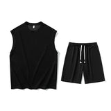 Riolio  Men's Outdoor Basketball Casual Loose Sleeveless Vest Five Quarter Shorts Set Lightweight and Breathable Quick Drying Sportswear