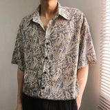 Riolio  Men's Vintage Fashion Paisley Print Luxury High Street Button Down Shirt Summer Casual Short Sleeve Loose Tops Camisas De Hombre