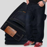 Riolio  Mens Large Size Black Jeans 10XL Oversize High Waist Loose Trousers Husband Plus Size Loose Denim Trousers Blue Male Denim Pants
