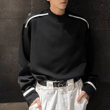 Riolio  Mens T-Shirts Contrast Striped Casual T-Shirts Spring Streetwear Versatile Long-Sleeved Tops Old Money Men'S Clothing New