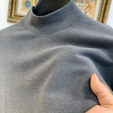 Riolio  Velvet Base Layer Men's Slim Solid Color Half Turtleneck Long-sleeved T-shirt Plus Velvet Thickened Inner Wear Warm Top