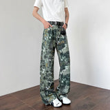 Riolio Straight Leg pants mens Printed Casual Pants Trendy Floral Fashion Trousers Streetwear Hip Hop Style Men Women Summer Beachwear
