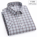 Riolio  Hight qulity summer 100%cotton thin short sleeve shirts for men slim fit formal shirt soft designer tops korean popular clothes