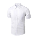 Riolio Summer Shirt for Men Daily Casual White Shirts Short Sleeve Button Down Slim Fit Male Social Blouse 4XL 5XL