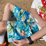 Riolio  Summer Men Casual Thin Loose Printed Versatile Pocket Five-point Pants