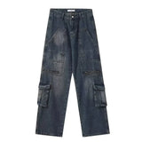 Riolio New Men's Streetwear Multi-pocket Cargo Jeans Y2K Vintage Wide Leg Denim Pants Hip Hop Fashion Baggy Jean Hombre Trousers