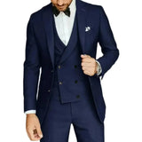 Riolio  Formal Elegant Men Suit Slim Fit 3 Piece Blazer Vest Pants Sets Tuxedo Set for Wedding Double Breasted Notched Lapel Men Suit
