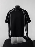 Riolio  American High Street Bright Line T-shirt Short-sleeved Men's Summer Loose Round Neck Drop Rotator Sleeve Top