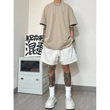 Riolio  Ins American Versatile Shorts Men's Summer New Versatile Street Style Loose Solid Color Sports Five Points