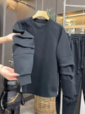 Riolio Streetwear Sportswear Plush Thickened Sweatshirt Trousers Two-piece Set Unisex Versatile Loose Solid Color Casual Sports Suit