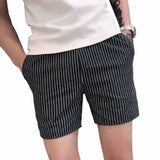 Riolio  Men's Running Shorts Stretch Outdoor Casual Fashion Black Stripe Thin Slim Fit Wearing Big Pants Outside Sports Beach Shorts