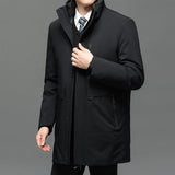 Riolio Business Men Thick Winter Big Hood Collar Warm Parka Waterproof Windproof NEW -40 Degrees Top Quality White Duck Down Jacket Men
