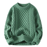 Riolio Autumn Winter Men Sweater Vintage O Neck Solid Color Mens Knitted Pullovers Loose Harajuku Mens Retro Knitting Pullover Sweaters