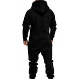 Riolio Mens Onesie Jumpsuit Pajamas Long Sleeve Sweatpants Pure Color Splicing Autumn Winter Casual Hoodie Male Zipper Jumpsuit