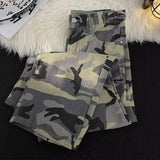 Riolio Men Camouflage Pants American Style Vintage Loose Straight-Leg Bell Bottoms High Street Punk Casual Loose-fit Long Pants Niche