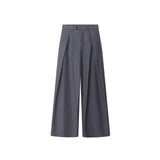 Riolio  Men's Black Wide Leg Pants Double Pleated Design Casual Business Trousers with Drape Effect Loose Straight Leg Streetwear Pants