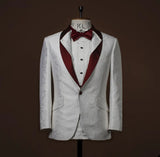 Riolio  Men's Suit Jacquard One Piece Blazer One Button Red Satin Sheer Lapel Formal Tuxedo Wedding Groom Formal Tailored Costume Homme