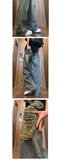 Riolio Beggar jeans men Vintage Streetwear Ripped Hole Jeans Men Women Harajuku Aesthetic Wide Leg Denim Trousers Unisex Straight Pants