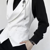Riolio  Mens Vest Slim Back Shrink Belt Casual Tank Top Fashion British Style Business Elegant Vest Old Money Men'S Clothing New